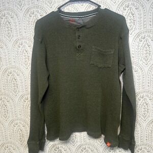 The‎ American Outdoorsman Mens Green Waffle Knit Henley Long Sleeve Shirt Size L